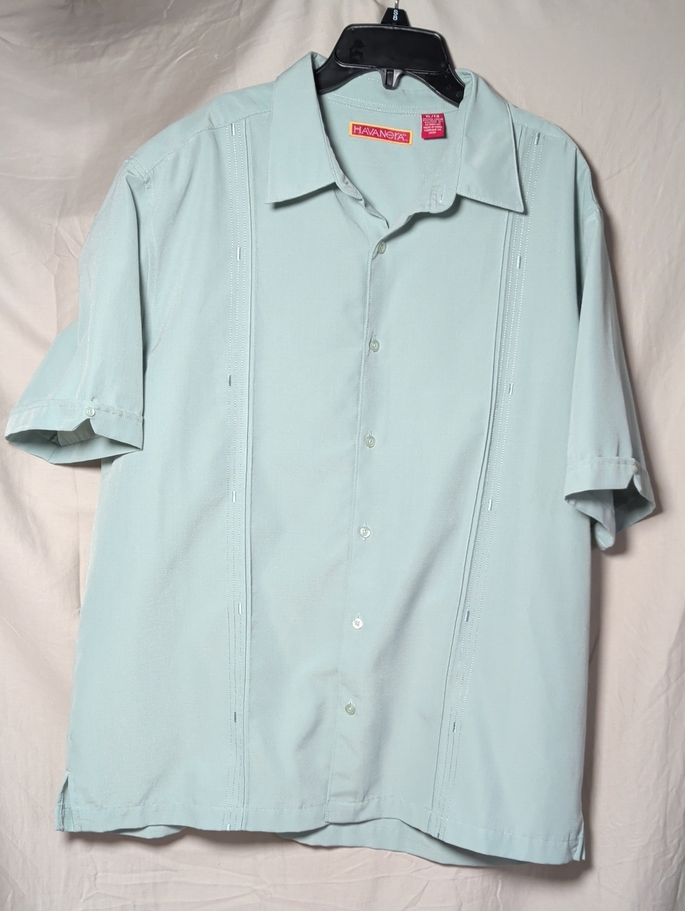 Havanera Light Aqua Short-Sleeve Guayabera-Style Button Down Shirt Festival